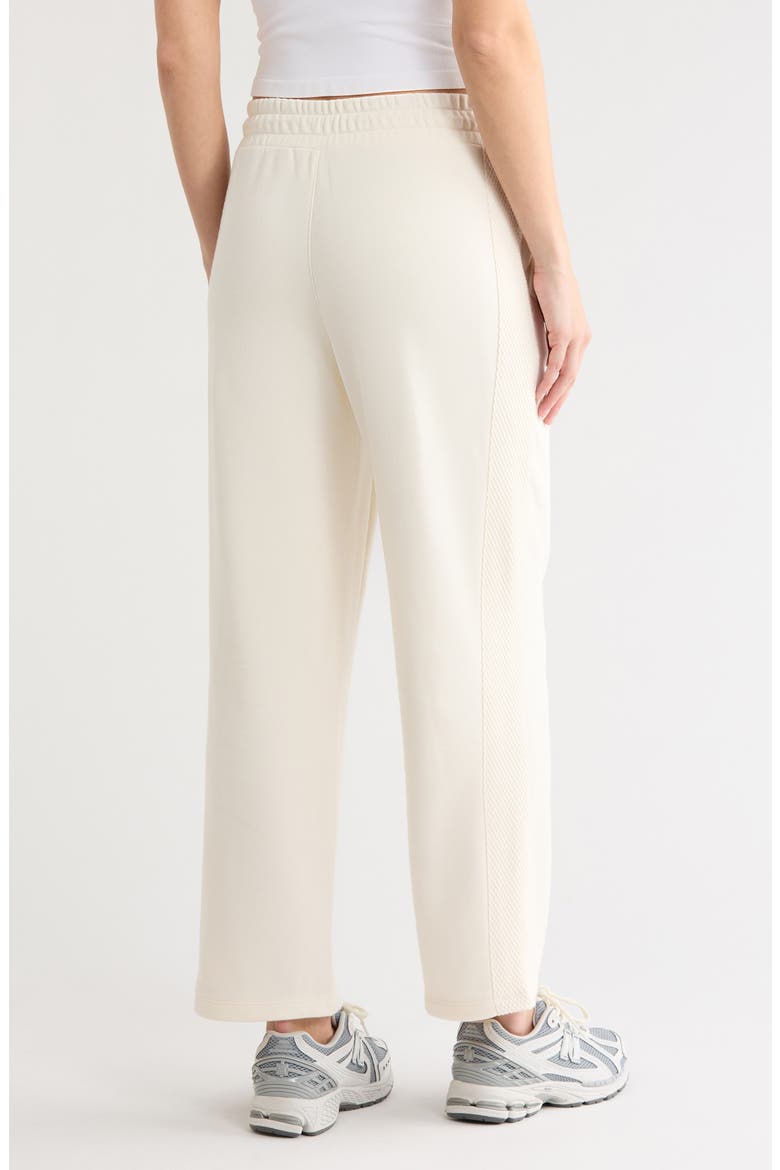 High Waist Relaxed Straight Leg Jacquard Mix Pants, Alternate, color, EGG NOG