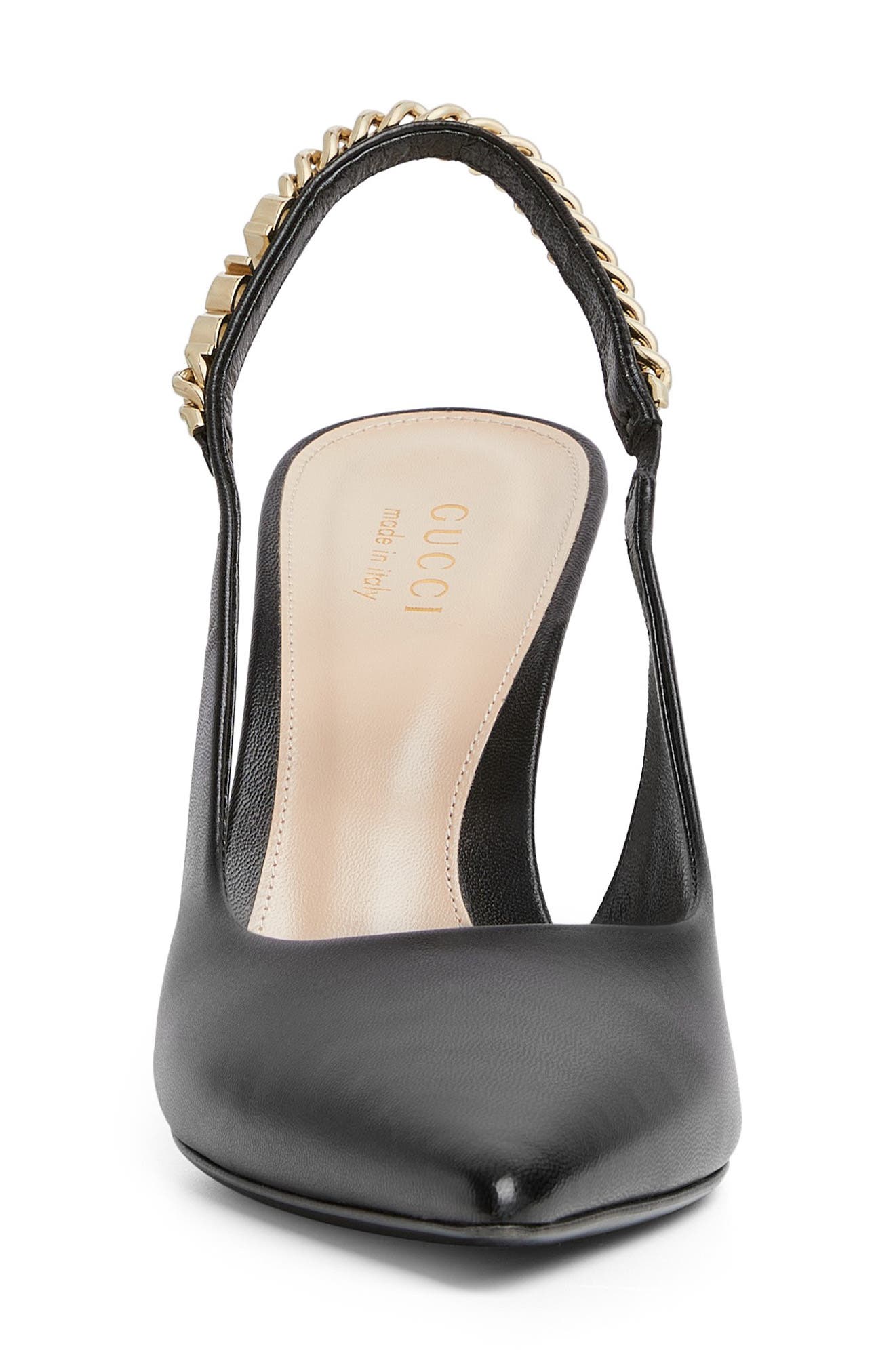 Gucci Signoria Pointed Toe Slingback Pump, Alternate, color, Black