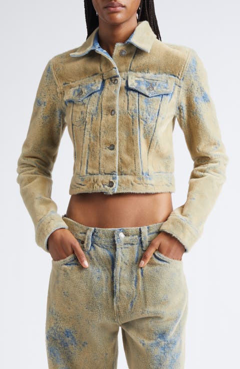 Flocked Denim Crop Jacket