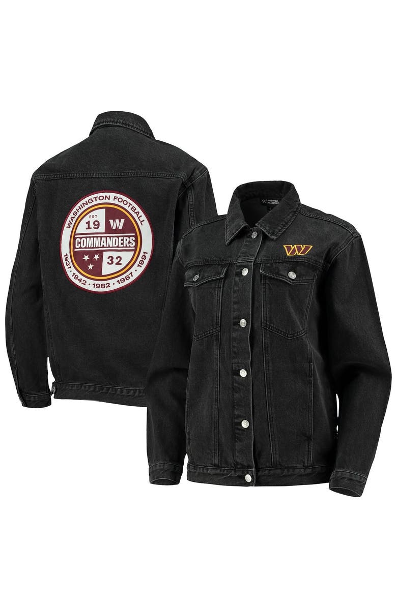 THE WILD COLLECTIVE Women's The Wild Collective Black Washington Commanders Button-Up Denim Jacket, Main, color, 