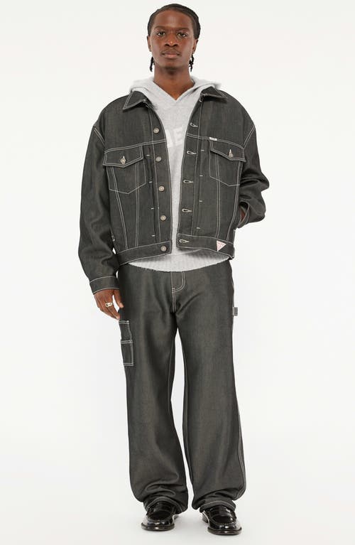 Guess Go Metallic Denim Trucker Jacket In Grey