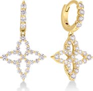 Roberto Coin Tapered Princess Flower Diamond Drop Earrings