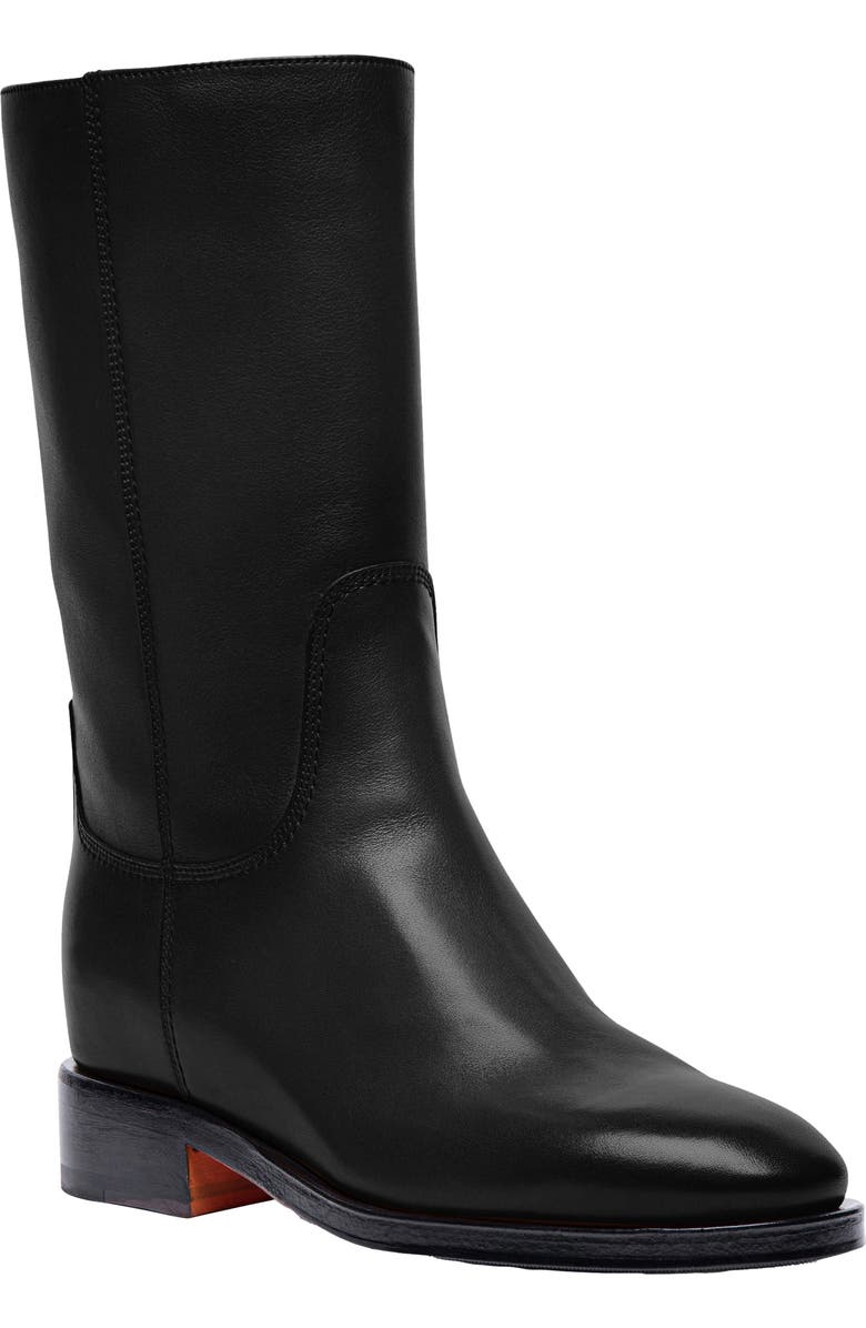 Santoni Women's Fleeces Black Leather Boot, Alternate, color, Black