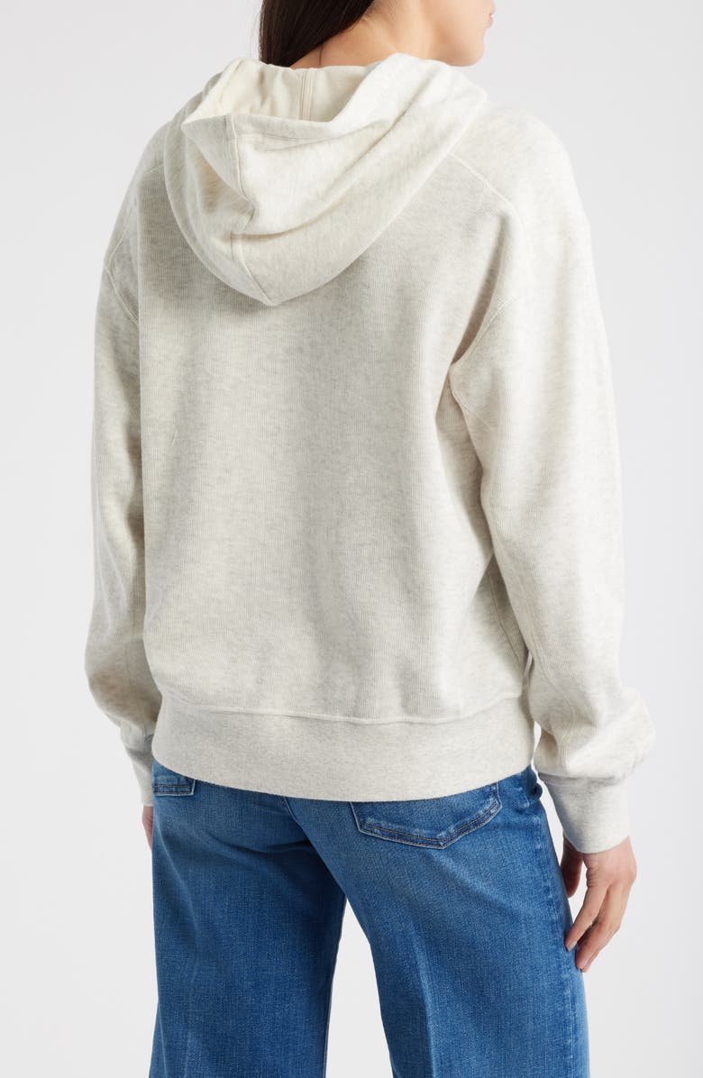 Madewell Heathered Hooded Sweatshirt, Alternate, color, Heather Vintage Ivory