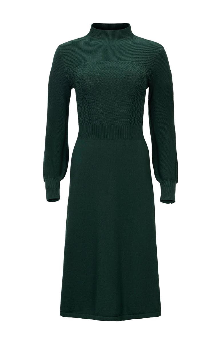 Hope & Henry Organic Mock Neck Bodice Stitch Sweater Dress, Alternate, color, Deep Green