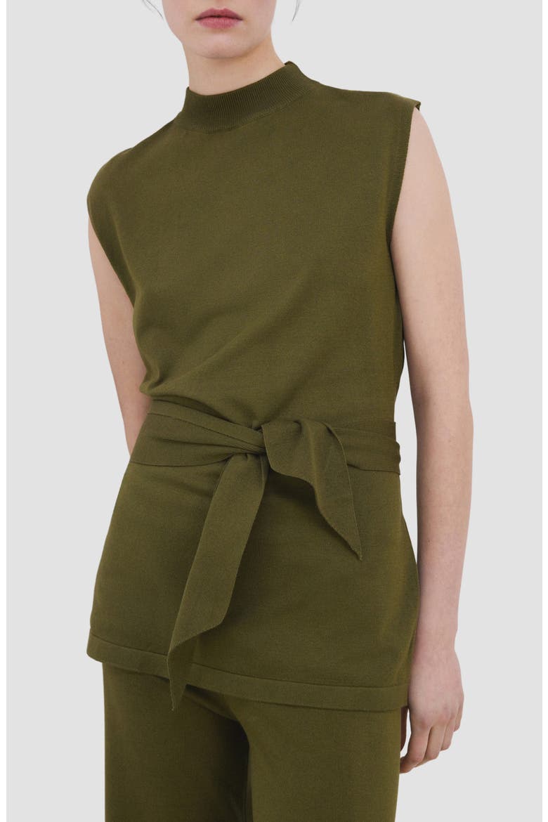 Belted Sleeveless Top, Main, color, KHAKI GREEN