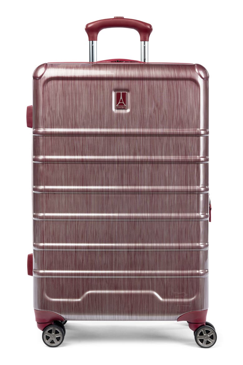 Rollmaster™ Lite 24" Expandable Medium Checked Hardside Spinner Luggage, Main, color, BURGUNDY