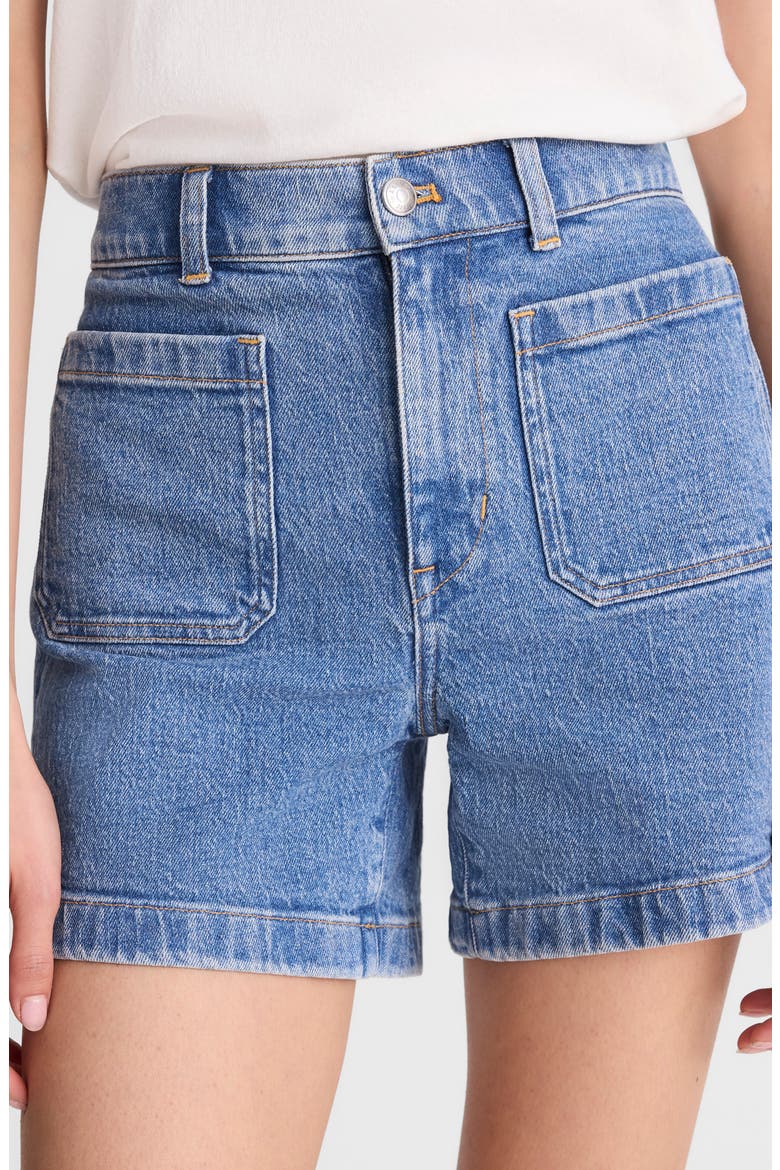 The Emmy Patch Pocket High Waist Denim Shorts, Alternate, color, MIDVALE WASH