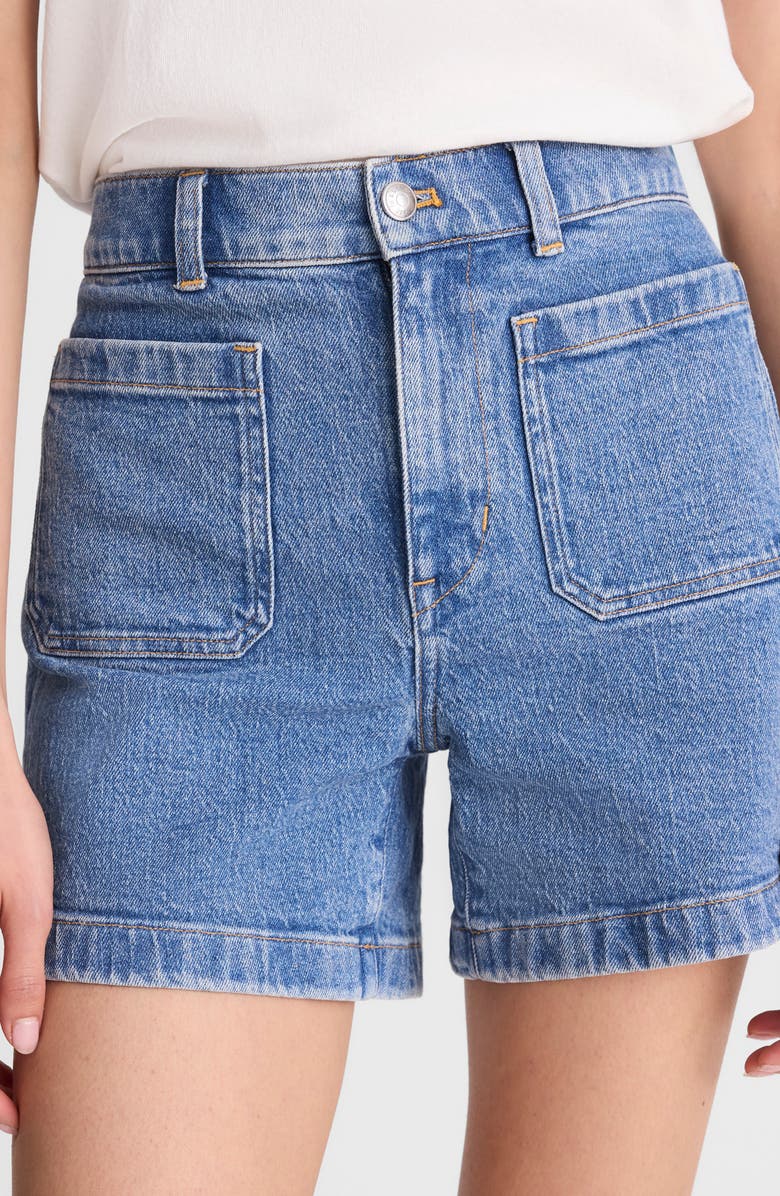 Madewell The Emmy Patch Pocket High Waist Denim Shorts, Alternate, color, Midvale Wash