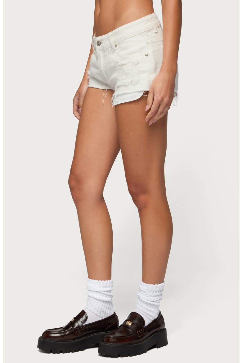 Devin Low Rise Micro Denim Cutoff Shorts, Alternate, color, WHITE
