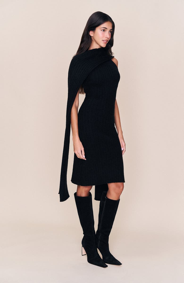 Guizio Hooded Knit Dress, Alternate, color, Black