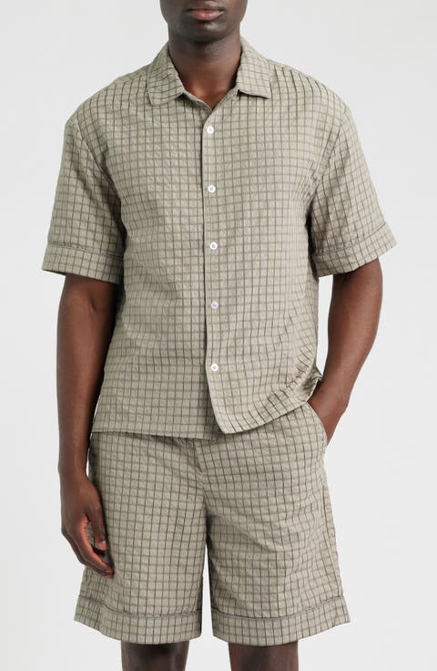 Oversize Textured Check Camp Shirt