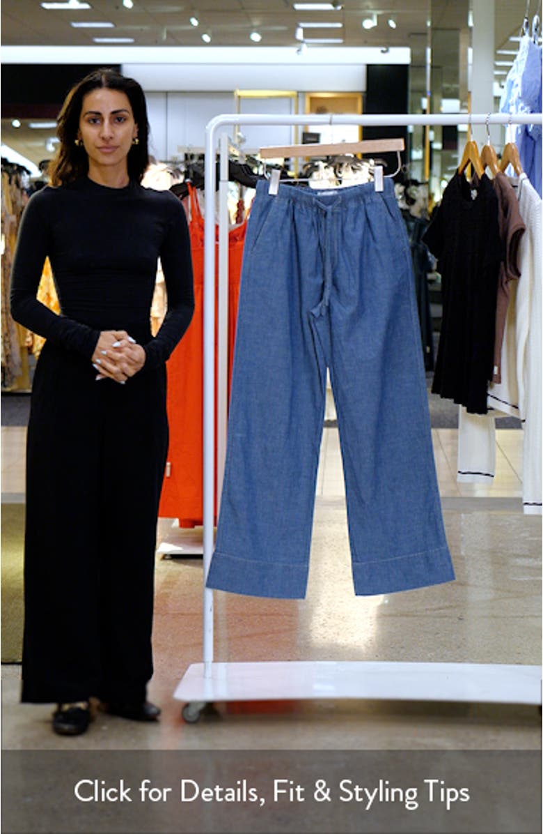 Riley Tie Waist Wide Leg Chambray Pants, sales video thumbnail