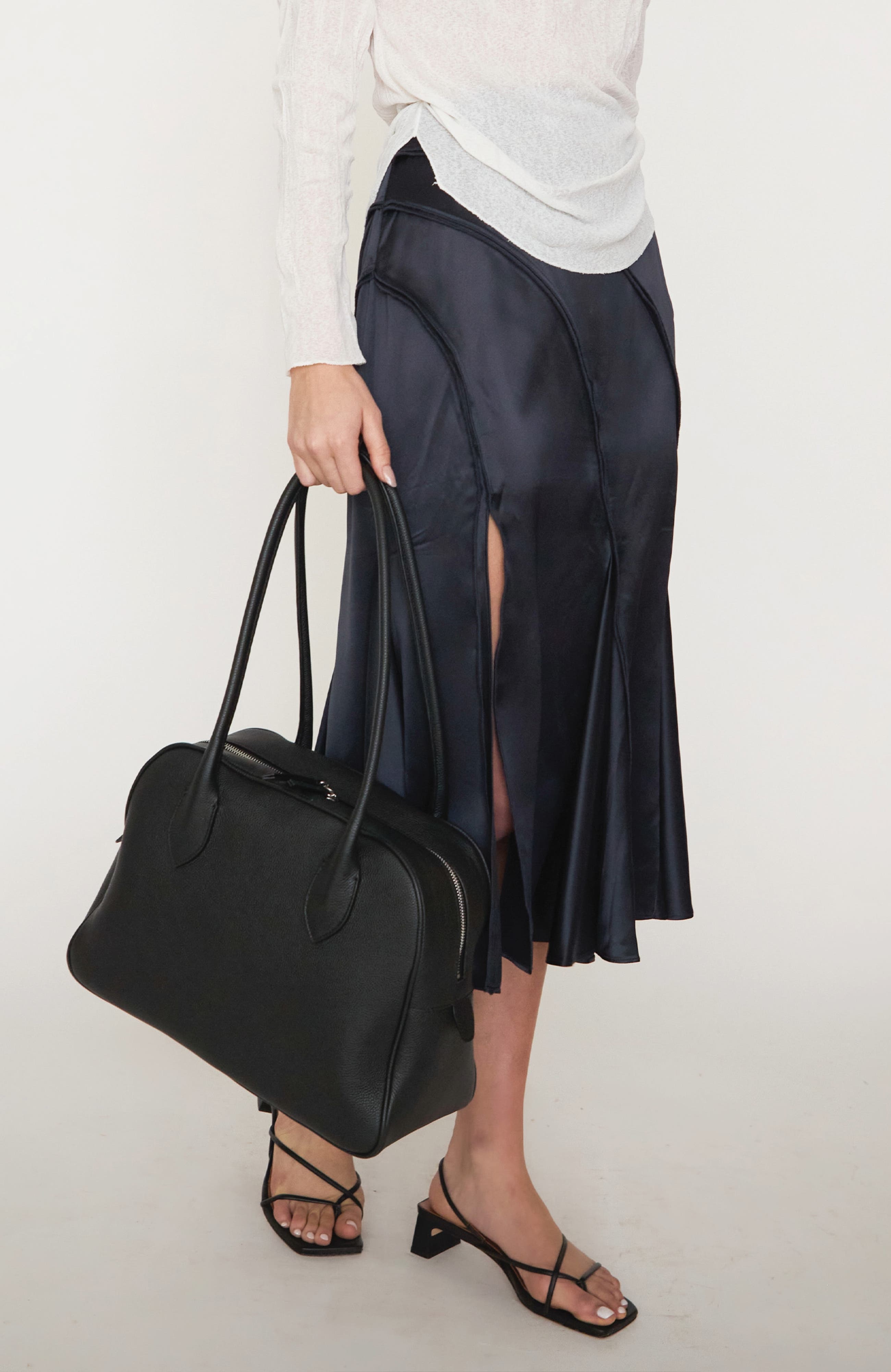 HYER GOODS Leather Autostrada Tote Bag, Alternate, color, Black