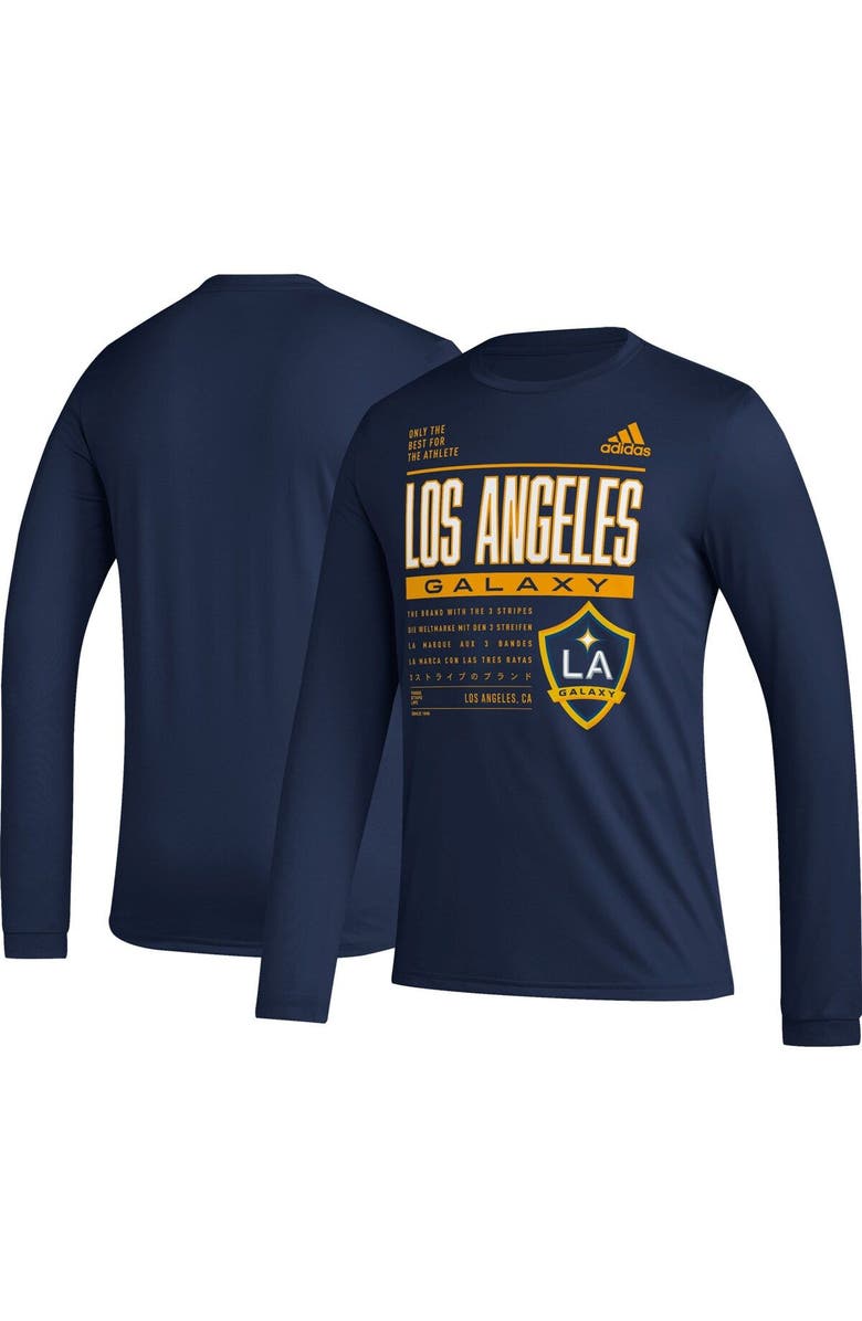 adidas Men's adidas Navy LA Galaxy Club DNA Long Sleeve AEROREADY T-Shirt, Alternate, color, Navy