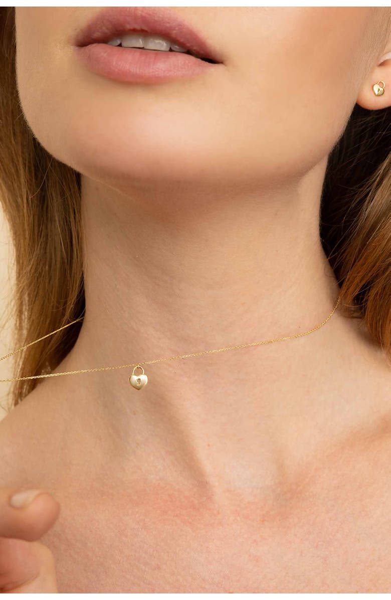 Oradina 14K Yellow Gold Unlock My Heart Pendant Necklace, Alternate, color, Yellow Gold