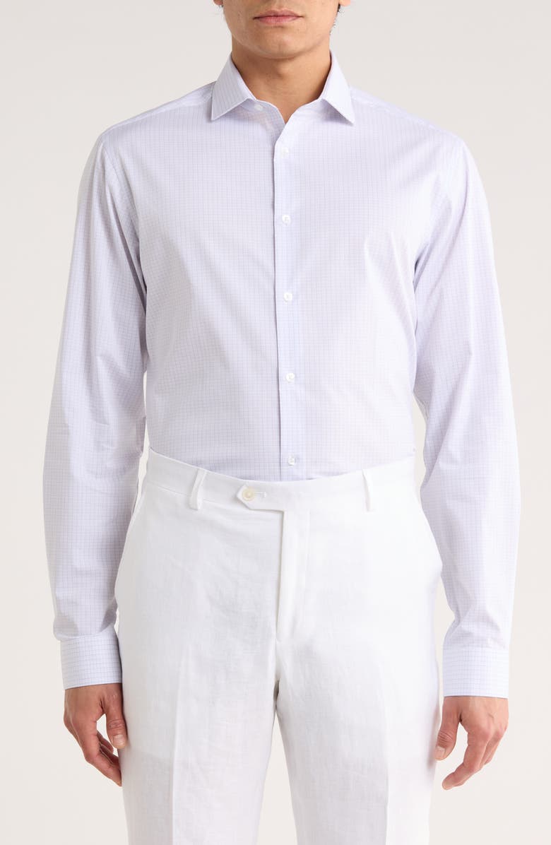 Calvin Klein Check Slim Fit Stretch Dress Shirt, Main, color, Petal