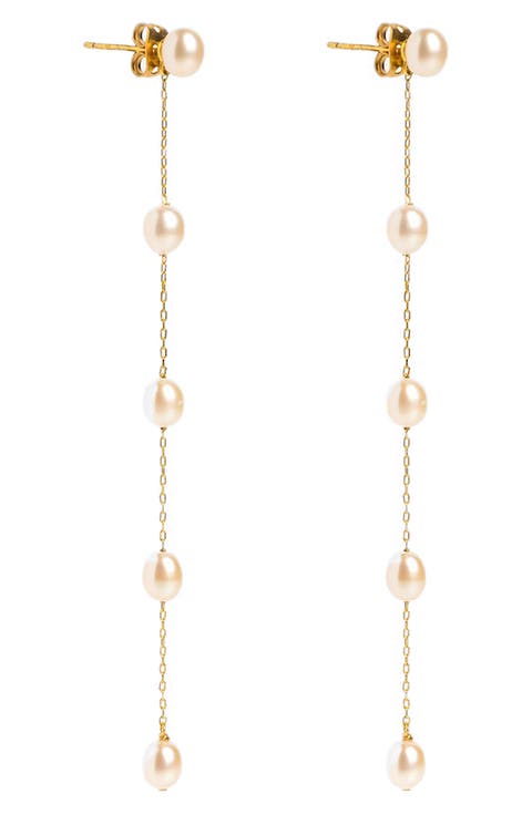 Delicate Freshwater Pearl Linear Drop Earrings