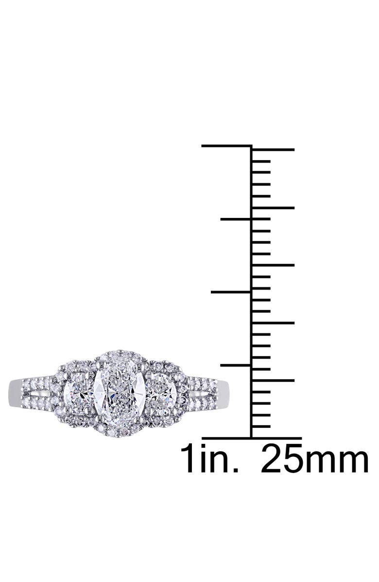 Julianna B. Diamond Oval 3-Stone Halo Engagement Ring 14k, Alternate, color, 14K White Gold