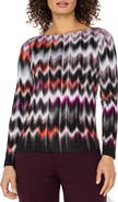 Liverpool Los Angeles Abstract Print Boat Neck Long Sleeve Top
