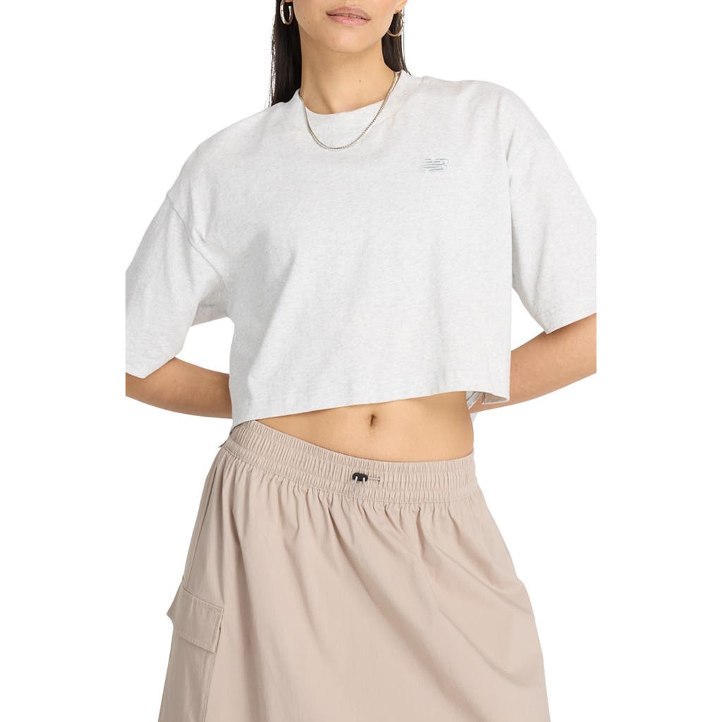 NEW BALANCE NEW BALANCE OVERSIZE CROP COTTON JERSEY T-SHIRT