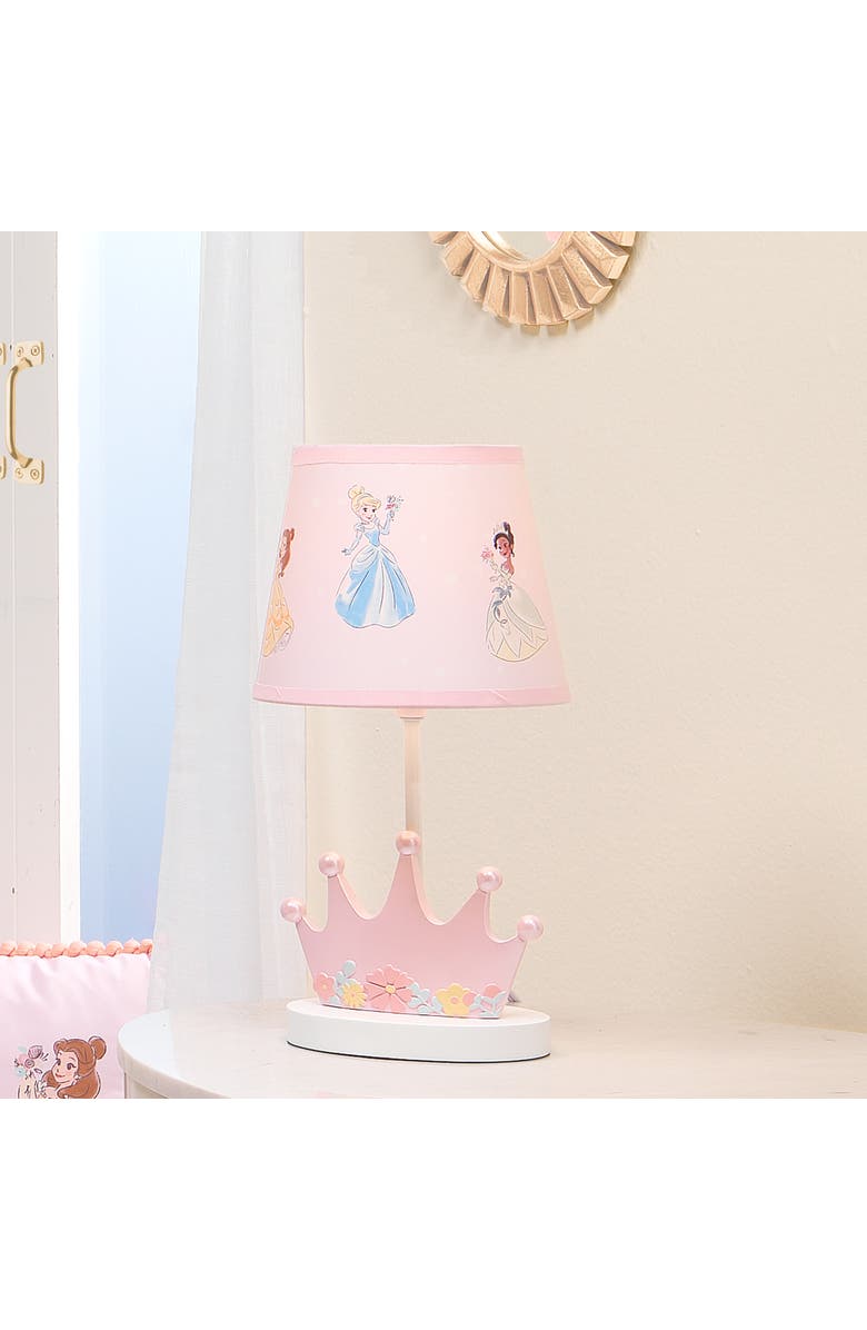 Lambs & Ivy Disney Princesses Crown Nursery Lamp with Shade & Bulb, Alternate, color, Pink