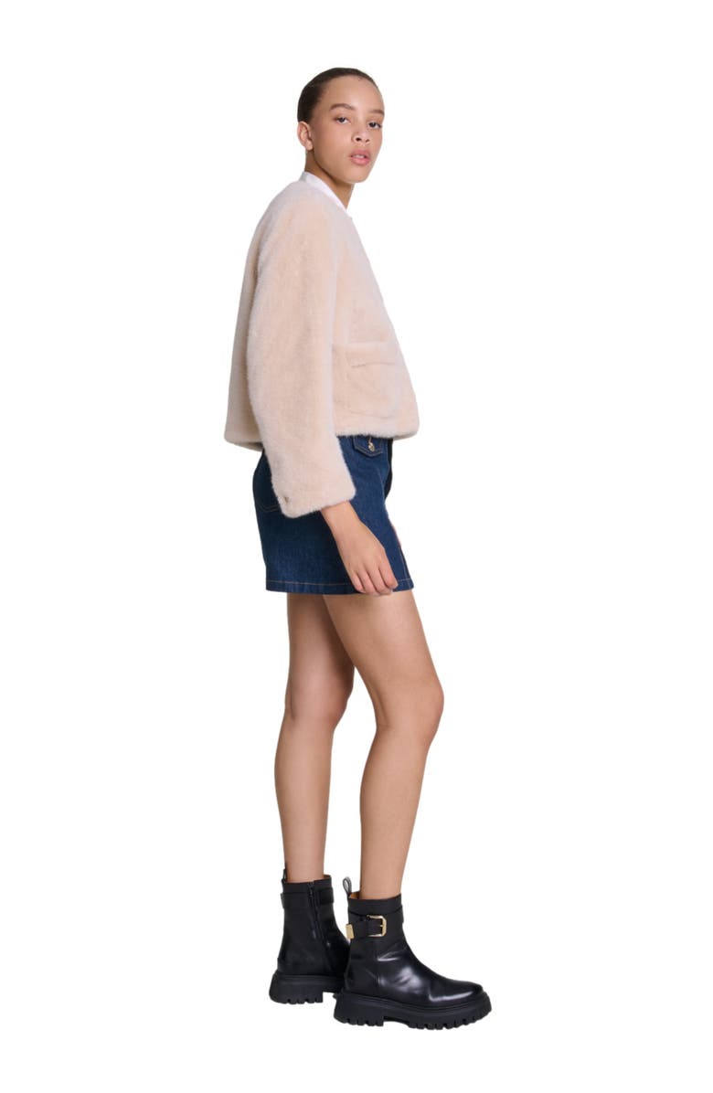 maje Cropped faux fur jacket, Alternate, color,