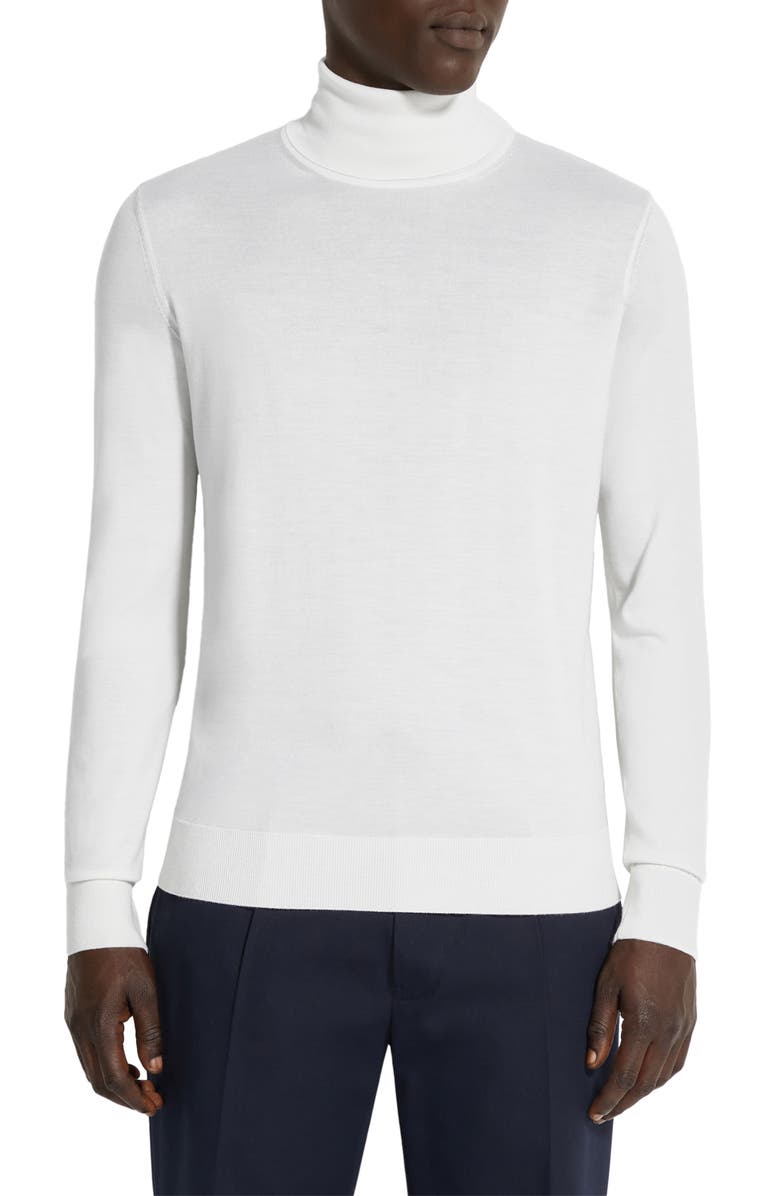 ZEGNA Cashseta Cashmere & Silk Turtleneck Sweater, Main, color, Zegna Bianco