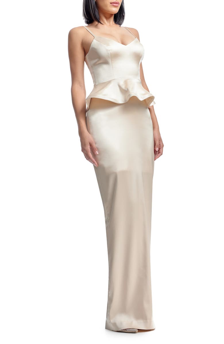 Dress the Population Akiah Satin Gown, Alternate, color, Champagne