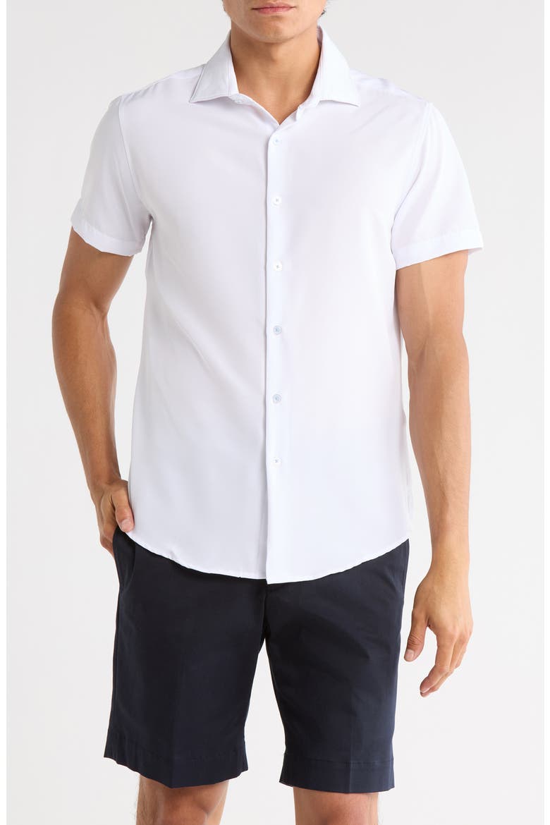 Short Sleeve Button-Up Shirt, Main, color, WHITE