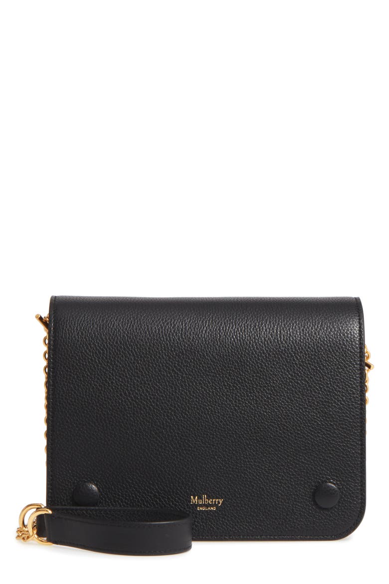 Clifton Leather Wallet on a Chain, Main, color, BLACK