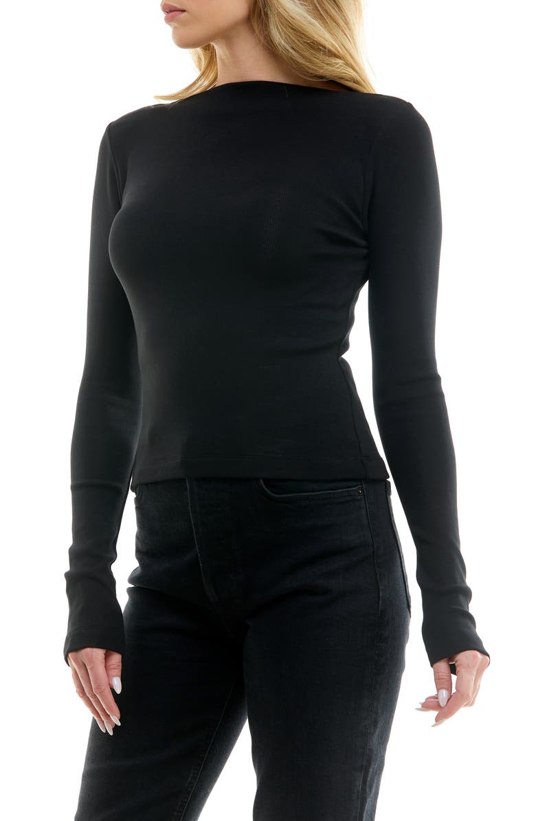 Ribbed Boat Neck T-Shirt