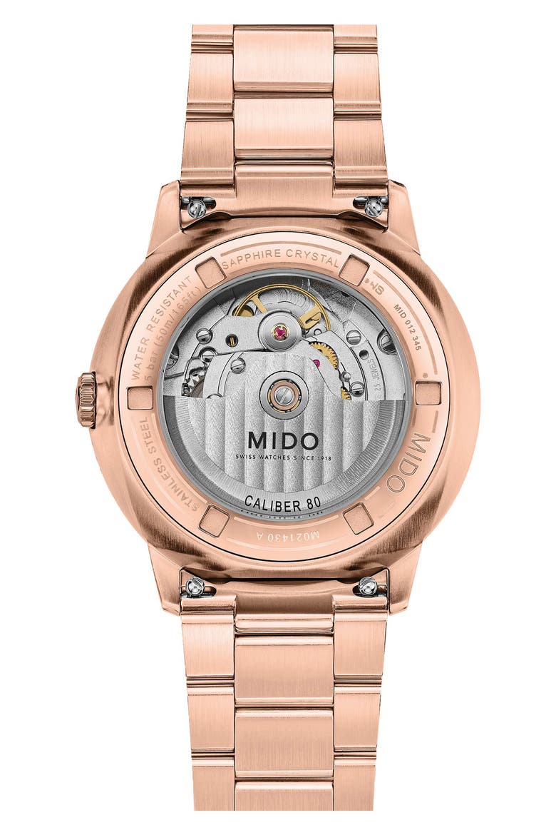 Commander Datoday Automatic Rose Gold Tone Bracelet Watch, 40mm, Alternate, color, GREEN