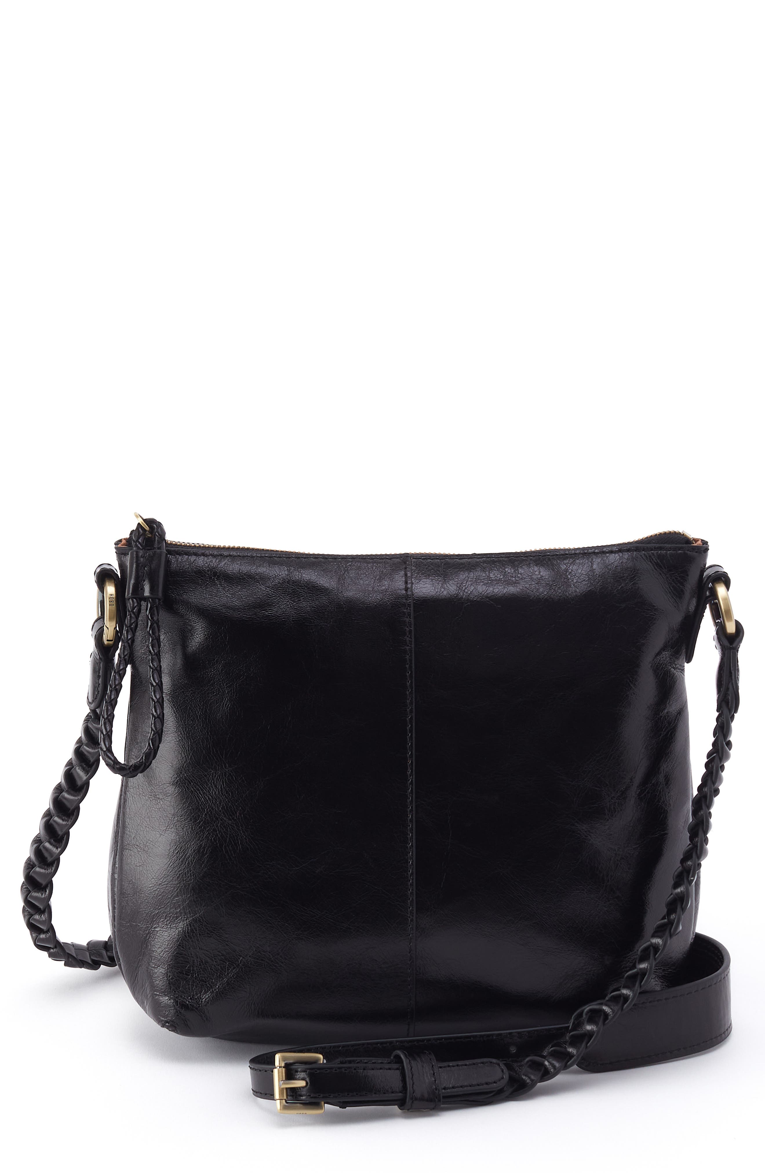 HOBO Medium Lasso Leather Crossbody Bag, Main, color, Black