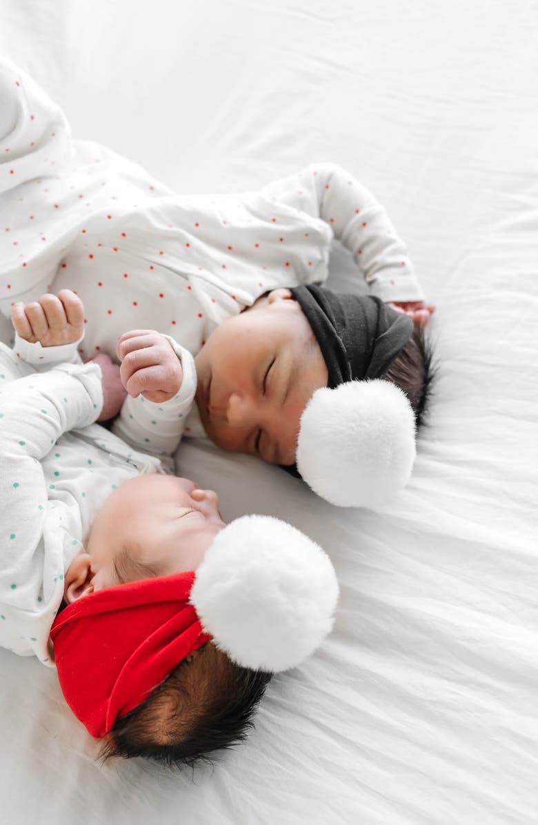 Baby Bling Luxe Faux Fur Pompom Headband, Alternate, color, Cherry/White