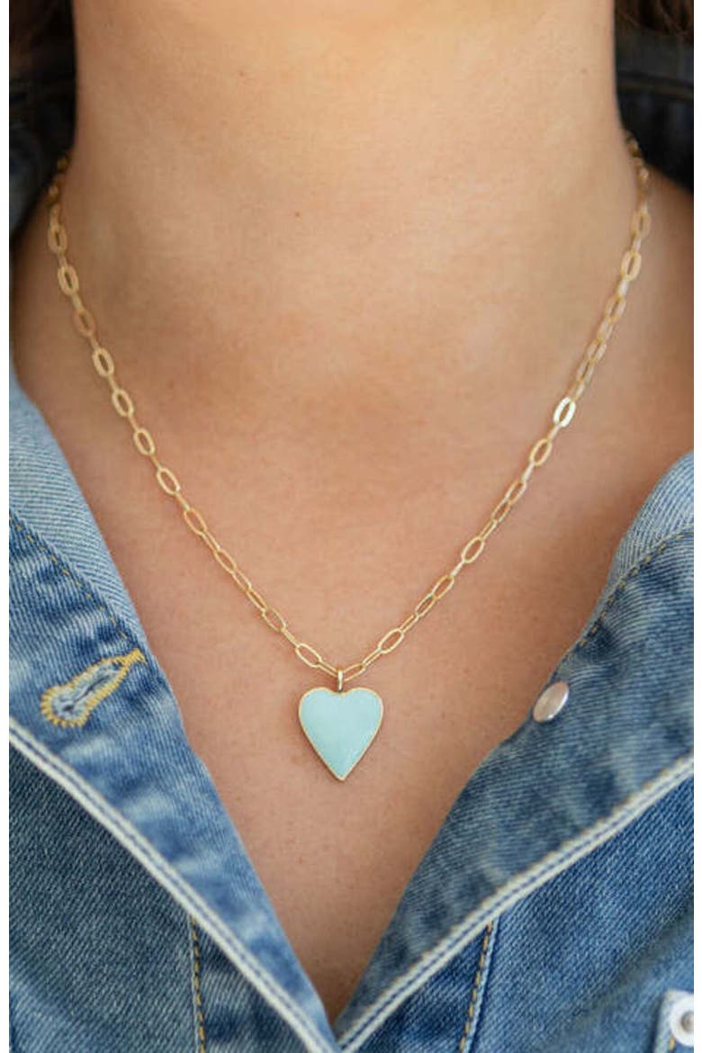 Carolina Blue Heart Necklace, Alternate, color, Blue