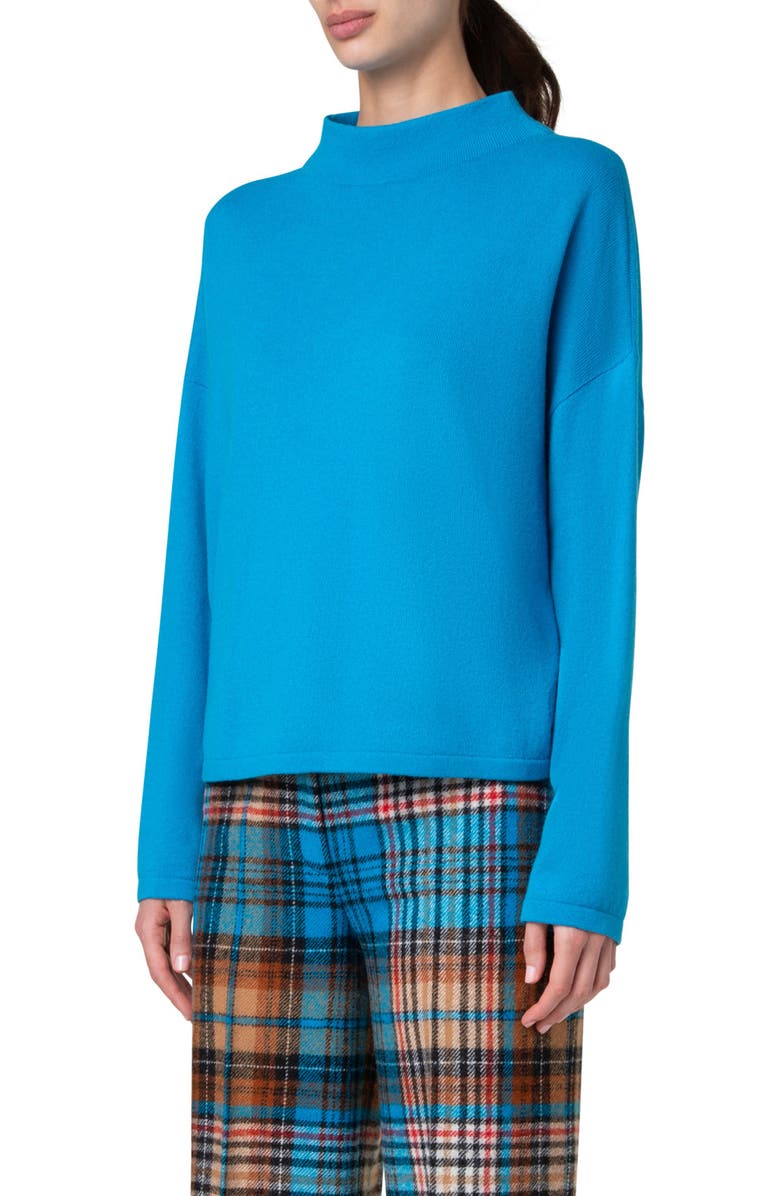 Akris punto Wool & Cashmere Boxy Funnel Neck Sweater, Alternate, color, 