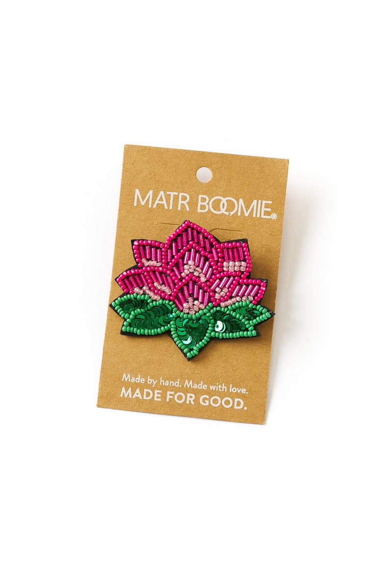 Bala Mani Beaded Lotus Brooch Pin, Alternate, color, Pink