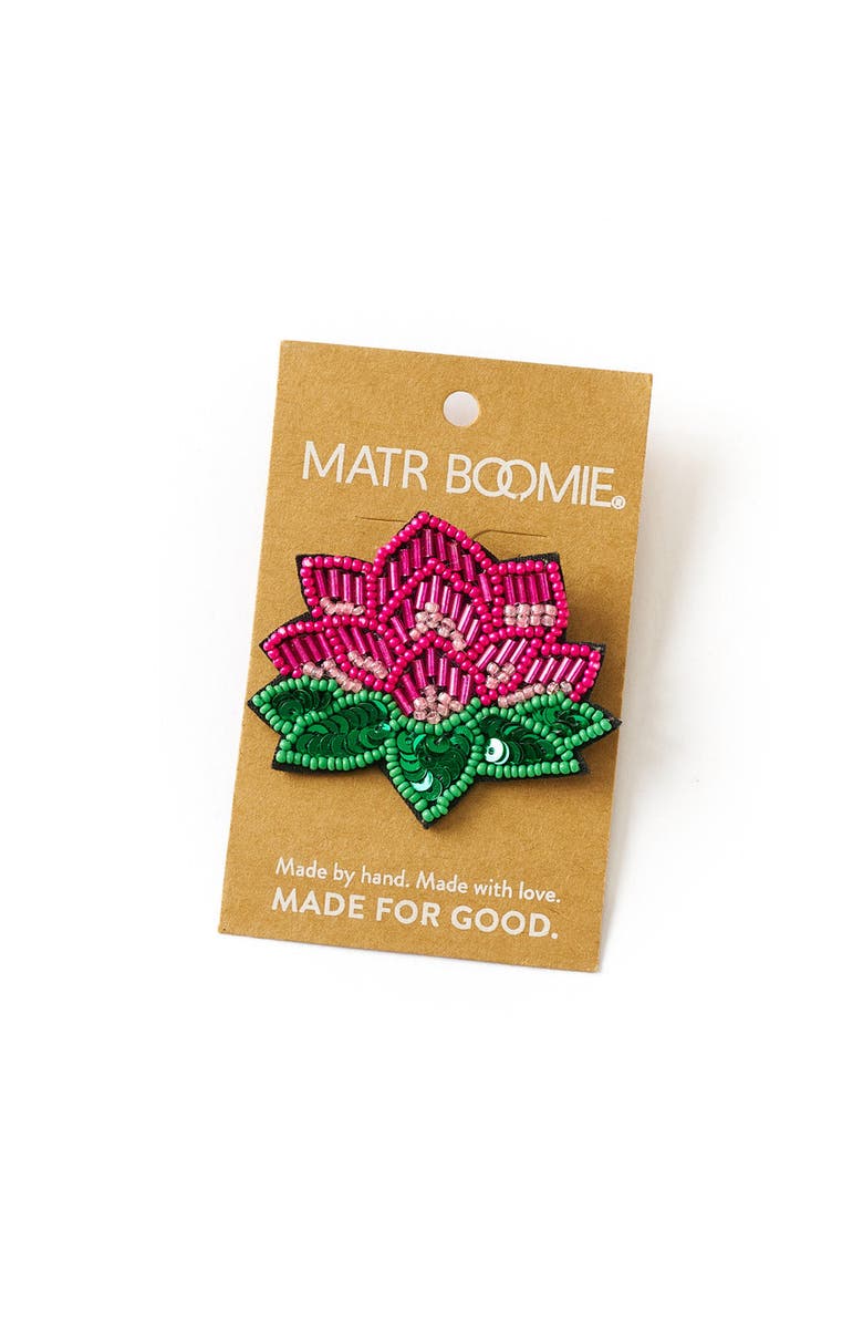 Matr Boomie Bala Mani Beaded Lotus Brooch Pin, Alternate, color, Pink