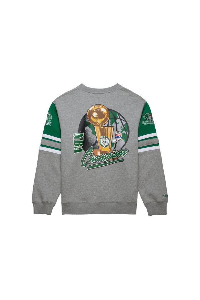 Men's Mitchell & Ness Heather Gray Boston Celtics Hardwood Classics All Over 4.0 Pullover Sweatshirt, Alternate, color, Heather Gray