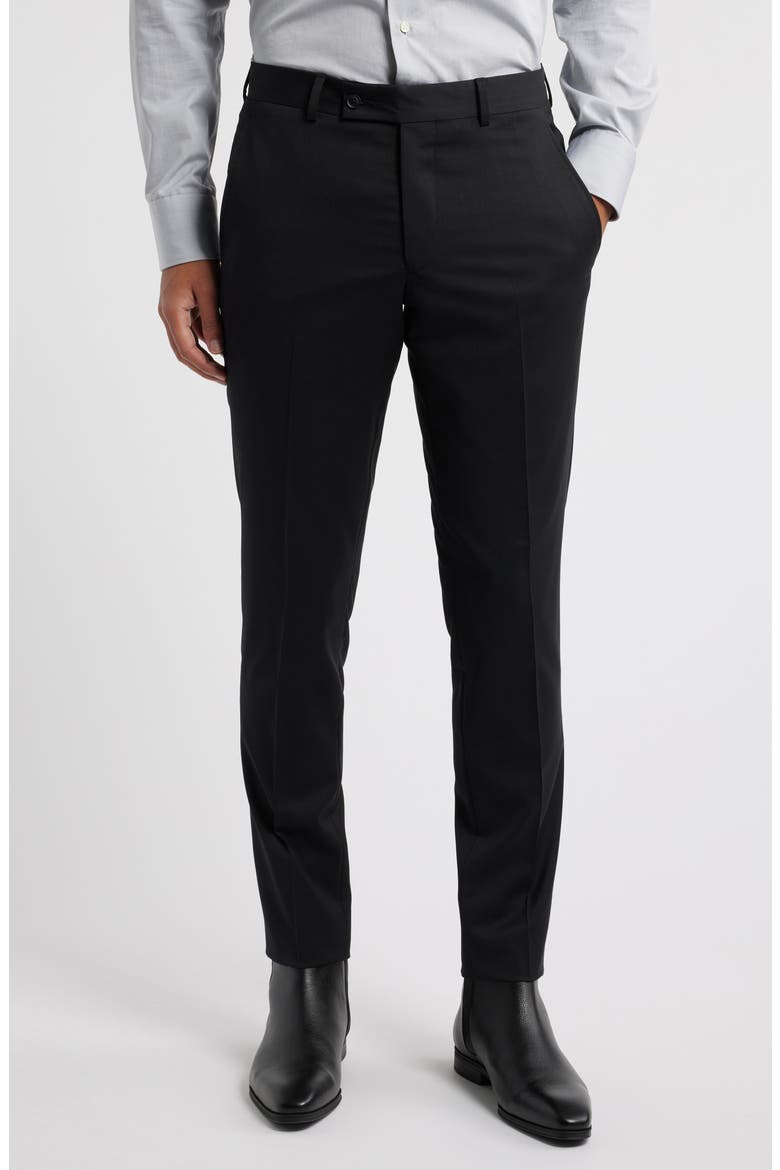 Ross Slim Fit Taper Leg Stretch Wool Pants, Main, color, BLACK
