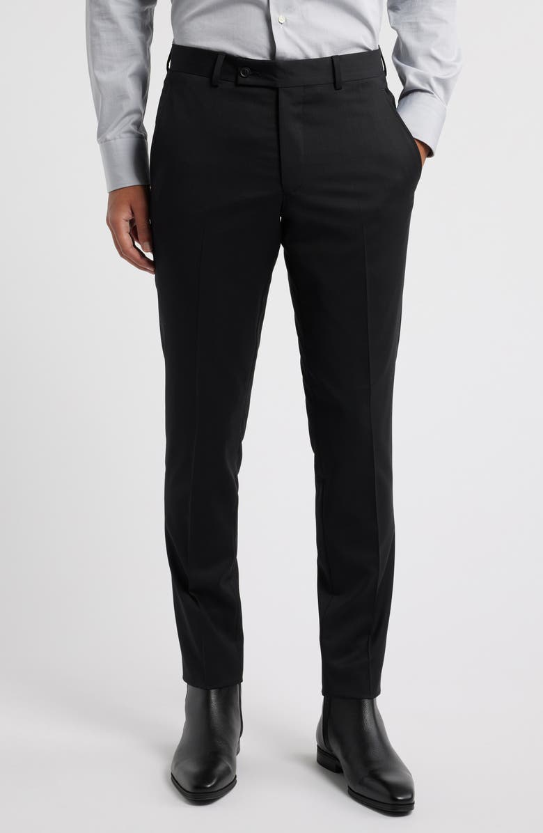 AllSaints Ross Slim Fit Taper Leg Stretch Wool Pants, Main, color, Black