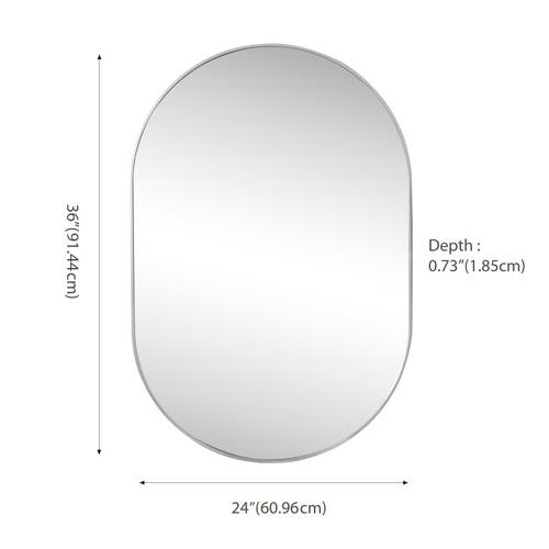 Jonathan Y Milly Medium Oval Metal Framed Wall Mirror In Nickel