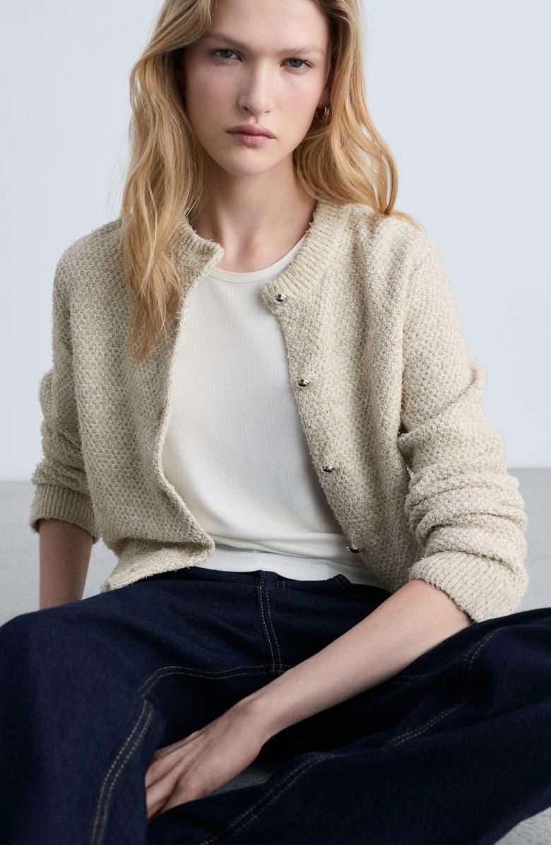 MANGO Cotton Blend Sweater Jacket, Alternate, color, 