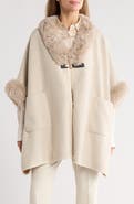 Nanette Lepore Faux Fur Trim Ruana