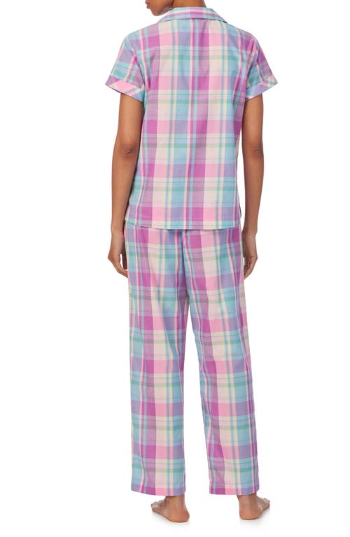 Shop Ralph Lauren Lauren  Print Cotton Pajamas In Pink Plaid