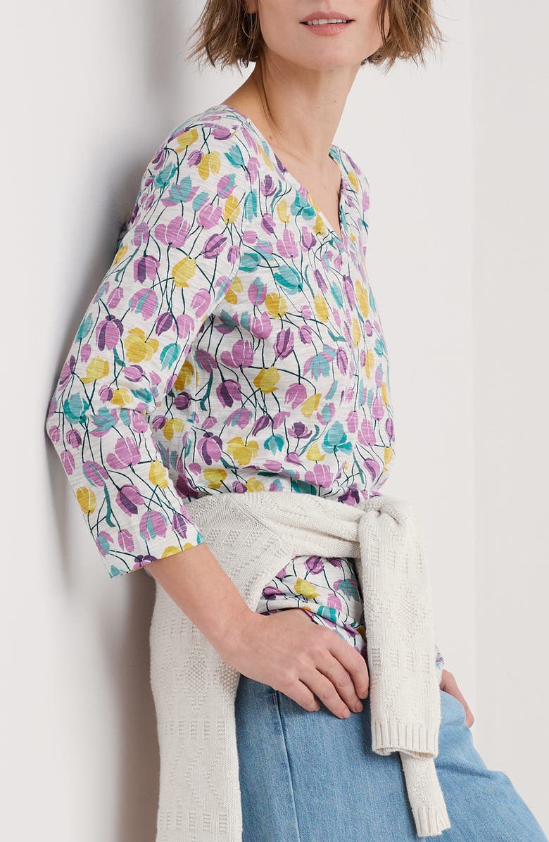 Seasalt Cornwall Gypsophilia Tulip Print Organic Cotton Top, Alternate, color, Spring Tulips Chalk