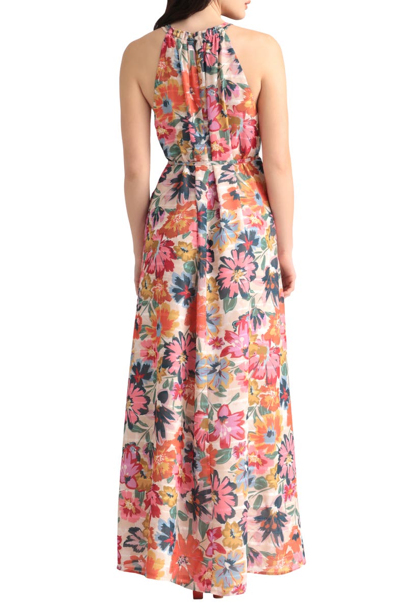 Maggy London Floral Halter Neck Dress, Alternate, color, 