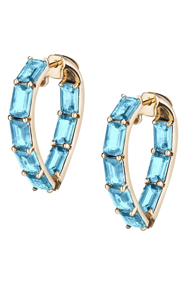 GOSHWARA Gossip Stone Heart Hoop Earrings, Main, color, Pale Blue