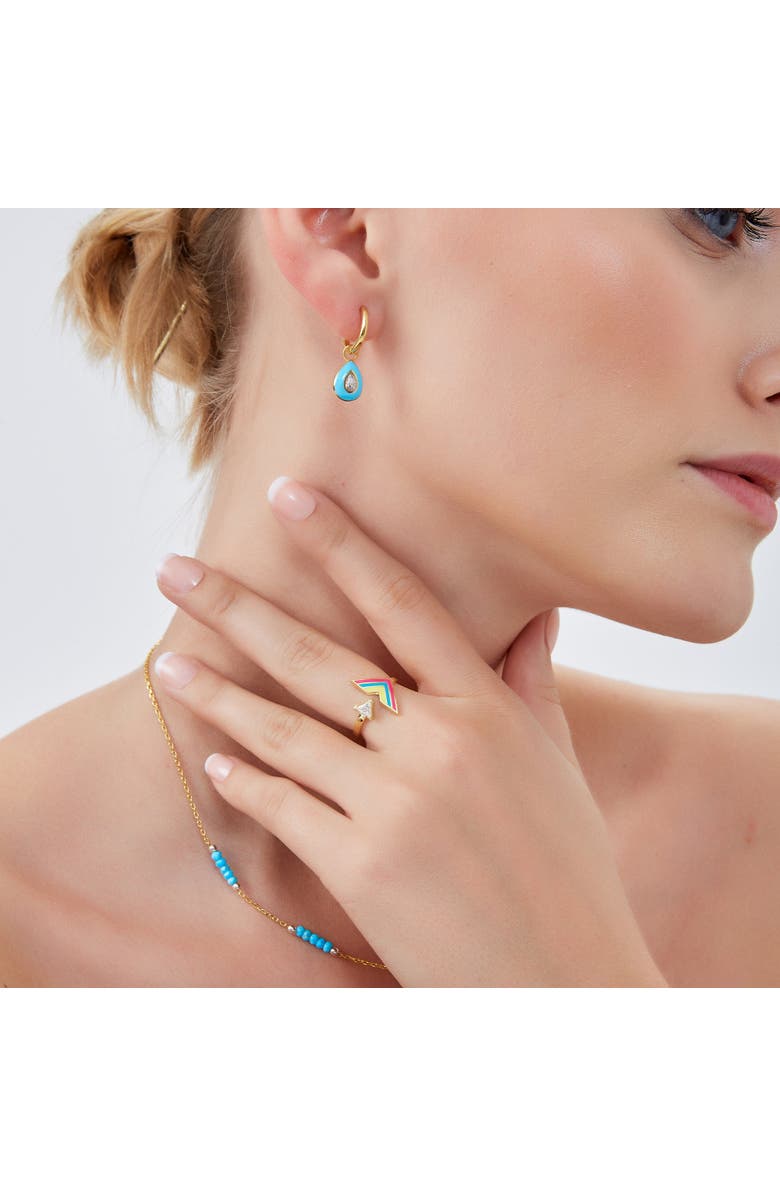 Spero London Enamel Arrow Ring In Sterling Silver, Alternate, color, Gold